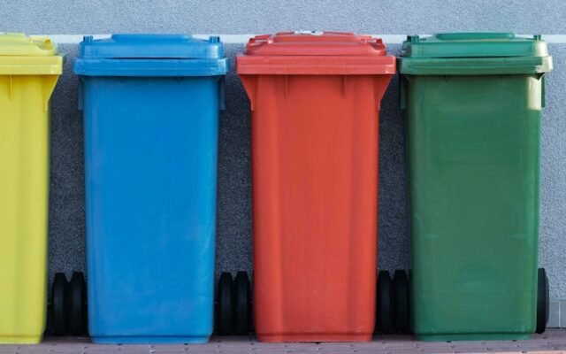 The First Step to Detox for a Lighter Life four assorted-color trash bins beside gray wall